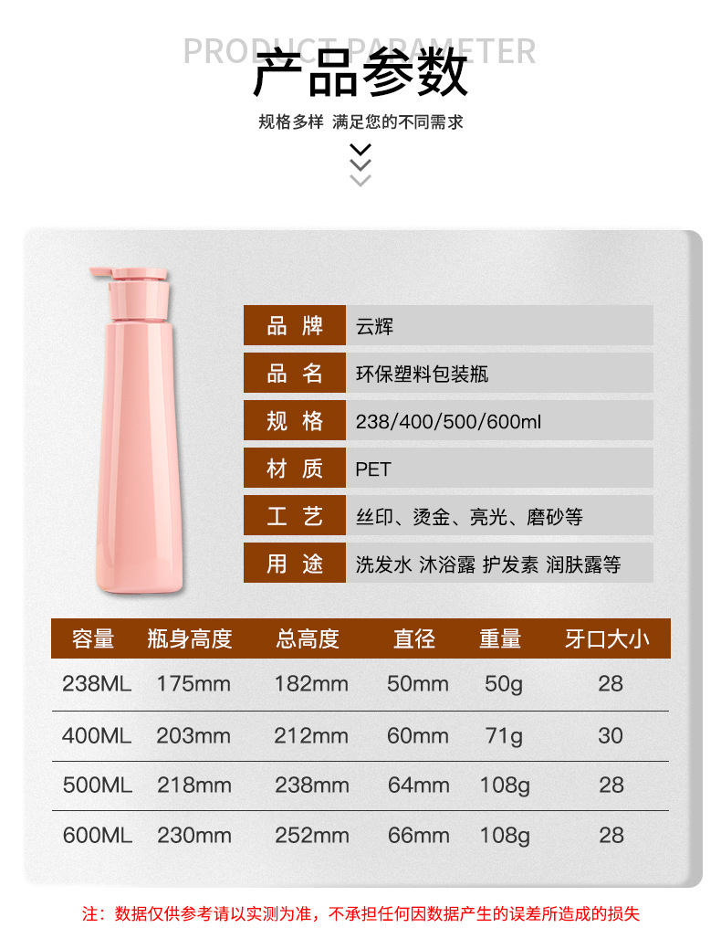 定制PET透明按壓瓶圓柱異形沐浴露洗發水瓶乳液分裝瓶化妝品瓶子